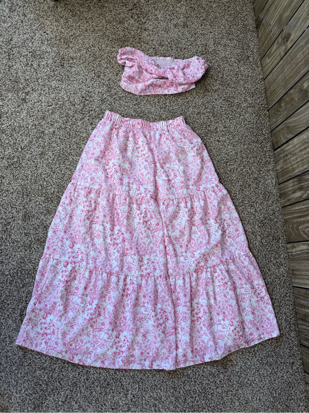 Pink & White Skirt & Bandeau Top